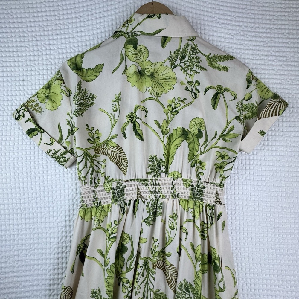 TALBOTS Modern Poplin Smocked Midi Dress size 4 Branching Floral EUC  P252036174 - Picture 11 of 16